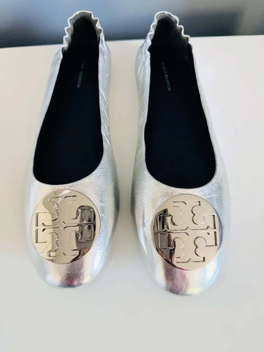 Tory Burch Silver Flats – Brand New, Never Worn, US Size 10.5